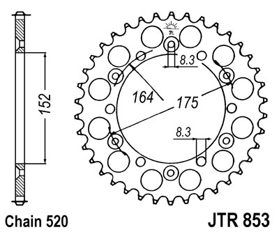 Звезда задняя DCR 853.44 TT250R - Звезды SIAM - цепи и звезды - Мотозапчасти - Интернет-магазин мотоэкипировки и мотозапчастей MотоГанза