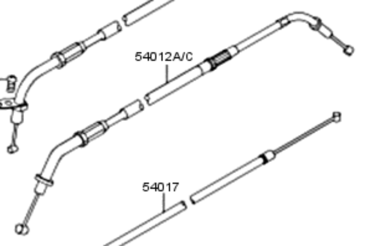 KAWASAKI VN400/800 classik 02-03 Трос газа 54012-0057 - KAWASAKI ТРОСИКИ - прочее - Мотозапчасти - Интернет-магазин мотоэкипировки и мотозапчастей MотоГанза