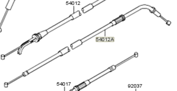 KAWASAKI ZZR400 Трос возврата 54012-1395 - KAWASAKI ТРОСИКИ - прочее - Мотозапчасти - Интернет-магазин мотоэкипировки и мотозапчастей MотоГанза