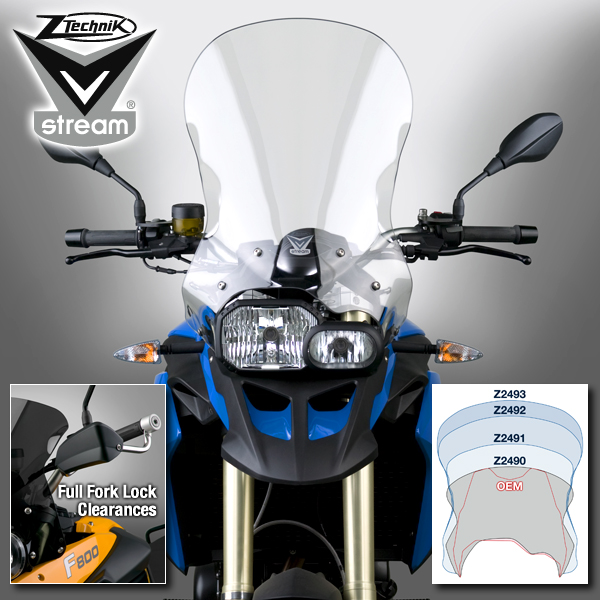 Z2493 Лобовое стекло  прозрачное VSTREAM высокое туристическое для BMW F800GS, BMW F650GS Twin  - ZTECHNIK - Аксессуары - Интернет-магазин мотоэкипировки и мотозапчастей MотоГанза