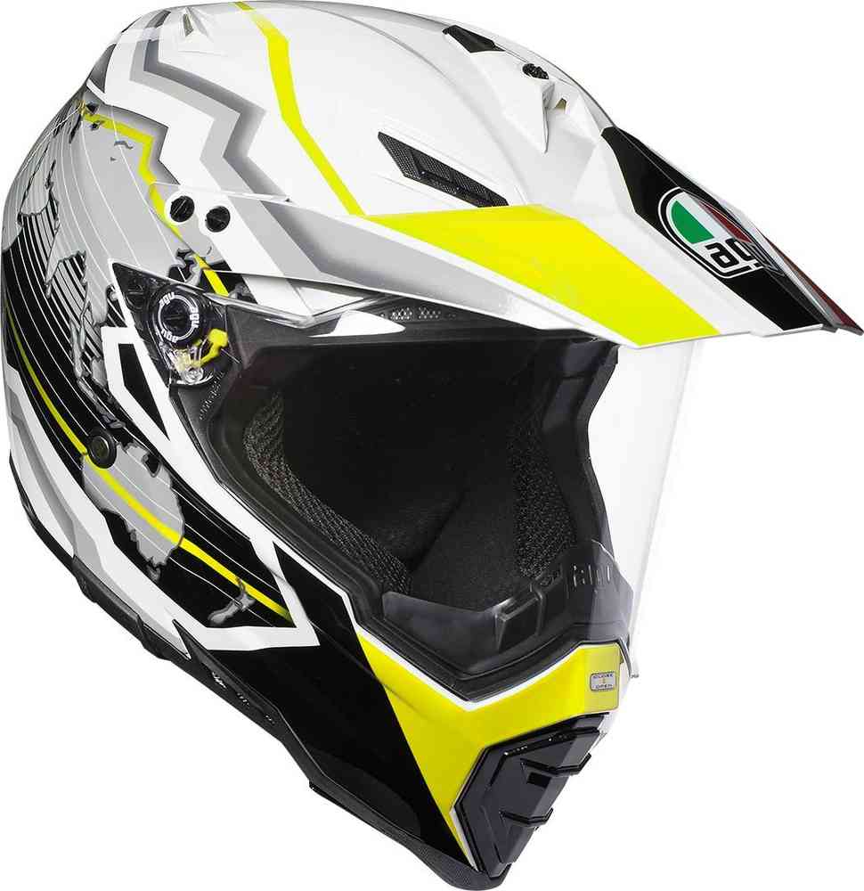 AGV Шлем AX-8 DUAL EVO бело-черно-желтый - AGV - Мотошлемы - Интернет-магазин мотоэкипировки и мотозапчастей MотоГанза
