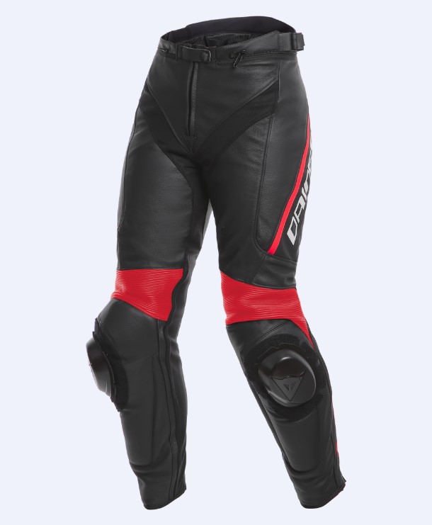 DAINESE DELTA 3 P75 Брюки кожаные женские черный/красный - DAINESE Брюки - штаны - Мотоэкипировка - Интернет-магазин мотоэкипировки и мотозапчастей MотоГанза