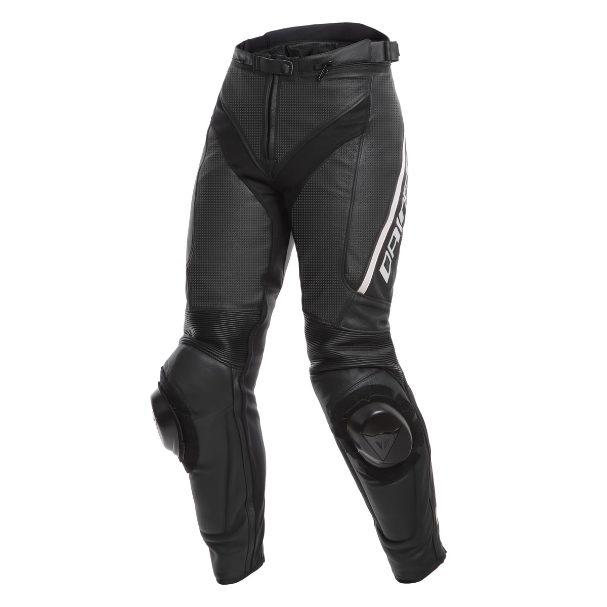 DAINESE Брюки кожаные женские DELTA 3 черно-белые перфорированные - DAINESE Брюки - штаны - Мотоэкипировка - Интернет-магазин мотоэкипировки и мотозапчастей MотоГанза