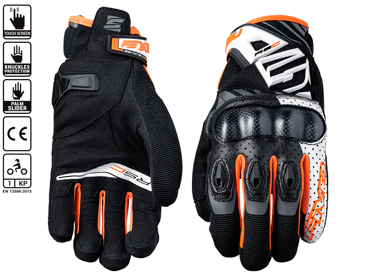 FIVE Перчатки RS-C GLOVE белый/оранжевый - Перчатки FIVE - перчатки - Мотоэкипировка - Интернет-магазин мотоэкипировки и мотозапчастей MотоГанза