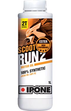 Масло 2Т SCOOT RUN 2 (1 литр) с запахом клубники - IPONE - масла и жидкости - Мотозапчасти - Интернет-магазин мотоэкипировки и мотозапчастей MотоГанза
