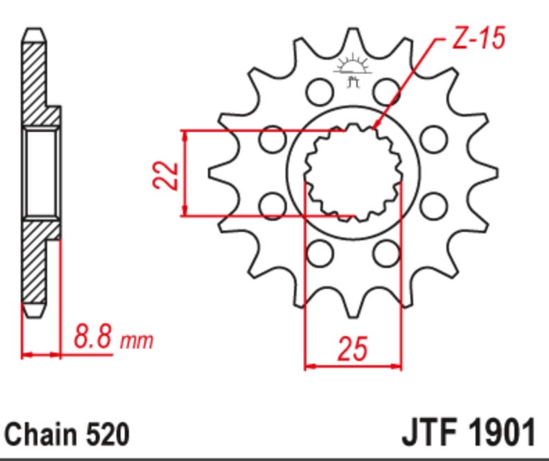 JT Звезда передняя JTF1901.13 SC - Звезды JT - цепи и звезды - Мотозапчасти - Интернет-магазин мотоэкипировки и мотозапчастей MотоГанза