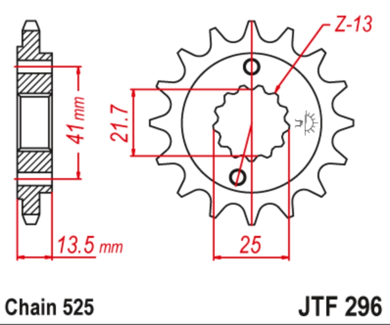 JT Звезда передняя JTF296.16 - Звезды JT - цепи и звезды - Мотозапчасти - Интернет-магазин мотоэкипировки и мотозапчастей MотоГанза