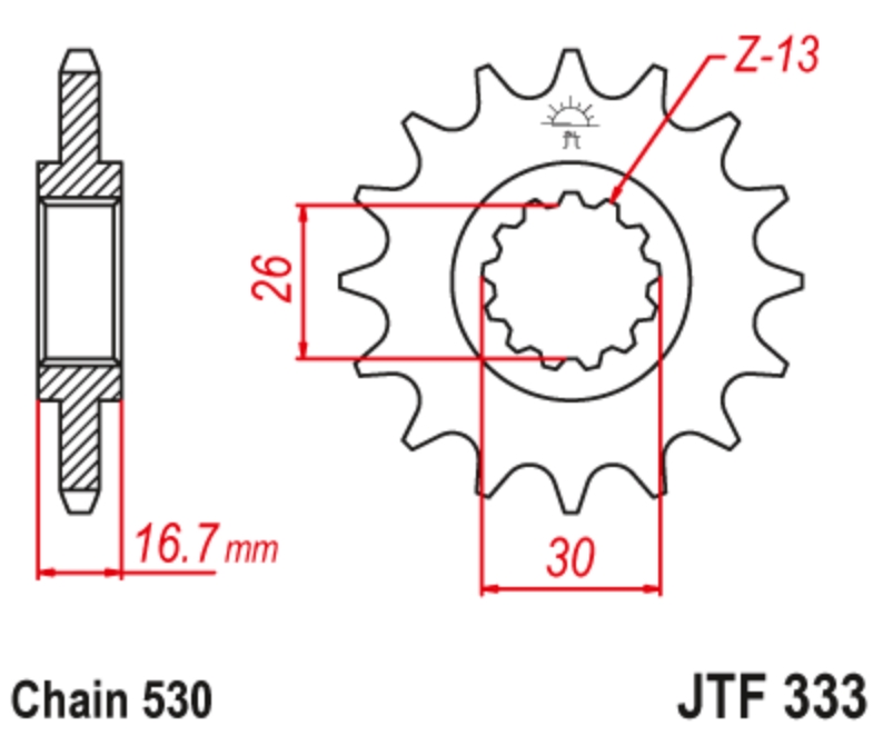 JT Звезда передняя JTF333.16 - Звезды JT - цепи и звезды - Мотозапчасти - Интернет-магазин мотоэкипировки и мотозапчастей MотоГанза