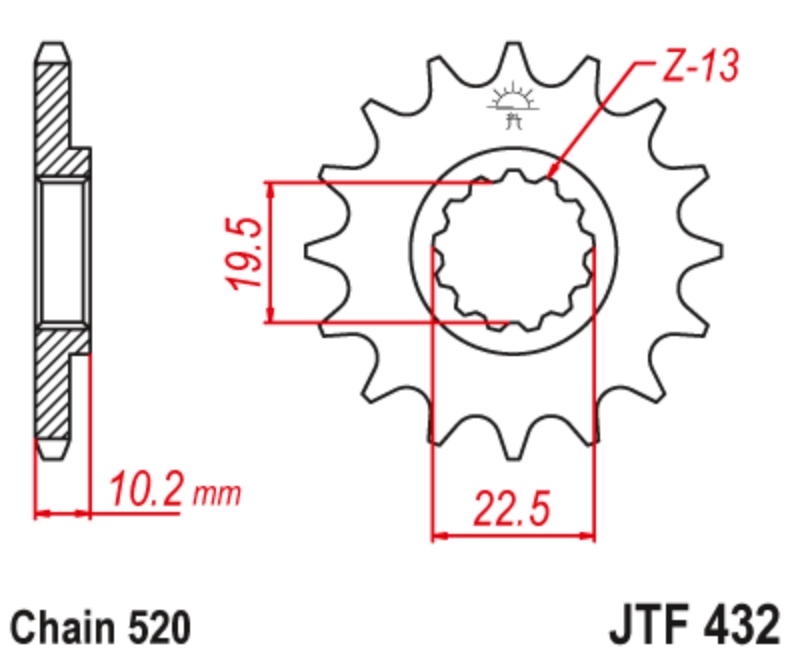 JT Звезда передняя JTF432.14SC - Звезды JT - цепи и звезды - Мотозапчасти - Интернет-магазин мотоэкипировки и мотозапчастей MотоГанза