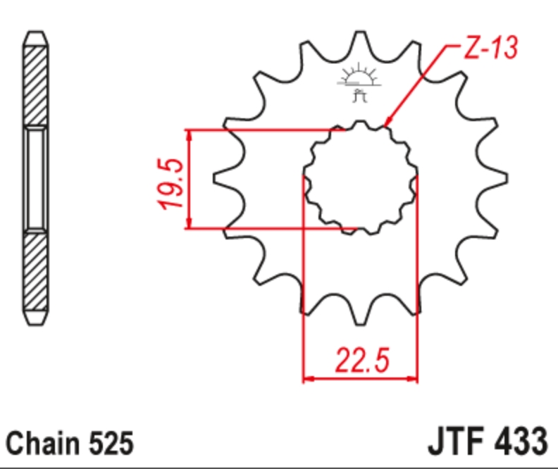 JT Звезда передняя JTF433.14 - Звезды JT - цепи и звезды - Мотозапчасти - Интернет-магазин мотоэкипировки и мотозапчастей MотоГанза