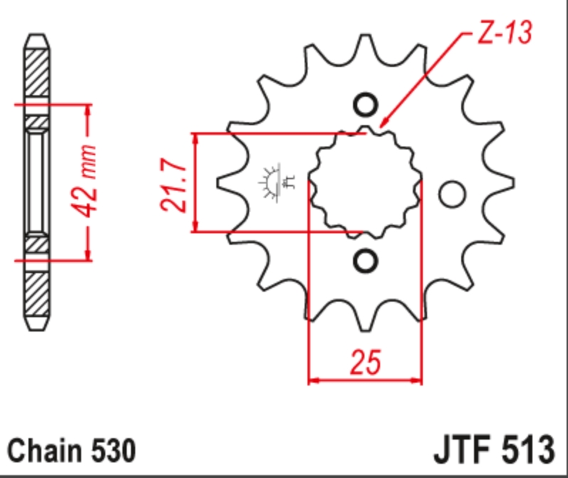 JT Звезда передняя JTF513.14 - Звезды JT - цепи и звезды - Мотозапчасти - Интернет-магазин мотоэкипировки и мотозапчастей MотоГанза