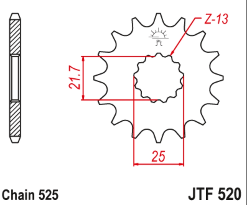 JT Звезда передняя JTF520.17 - Звезды JT - цепи и звезды - Мотозапчасти - Интернет-магазин мотоэкипировки и мотозапчастей MотоГанза