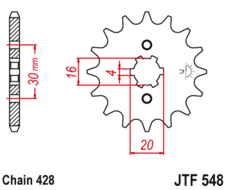 JT Звезда передняя JTF548.14 - Звезды JT - цепи и звезды - Мотозапчасти - Интернет-магазин мотоэкипировки и мотозапчастей MотоГанза