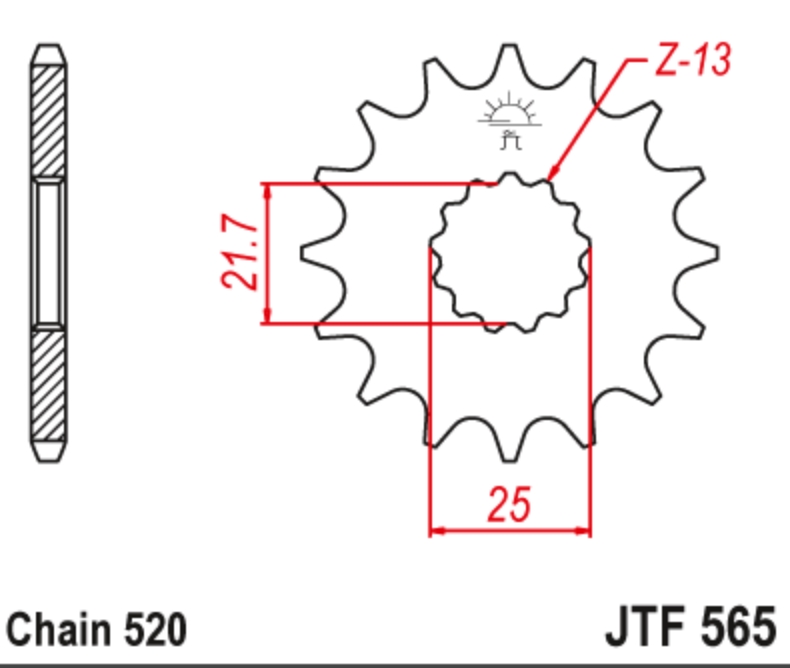 JT Звезда передняя JTF565.13 SC - Звезды JT - цепи и звезды - Мотозапчасти - Интернет-магазин мотоэкипировки и мотозапчастей MотоГанза