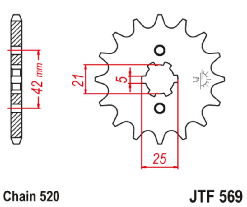 JT Звезда передняя JTF569.14 - Звезды JT - цепи и звезды - Мотозапчасти - Интернет-магазин мотоэкипировки и мотозапчастей MотоГанза