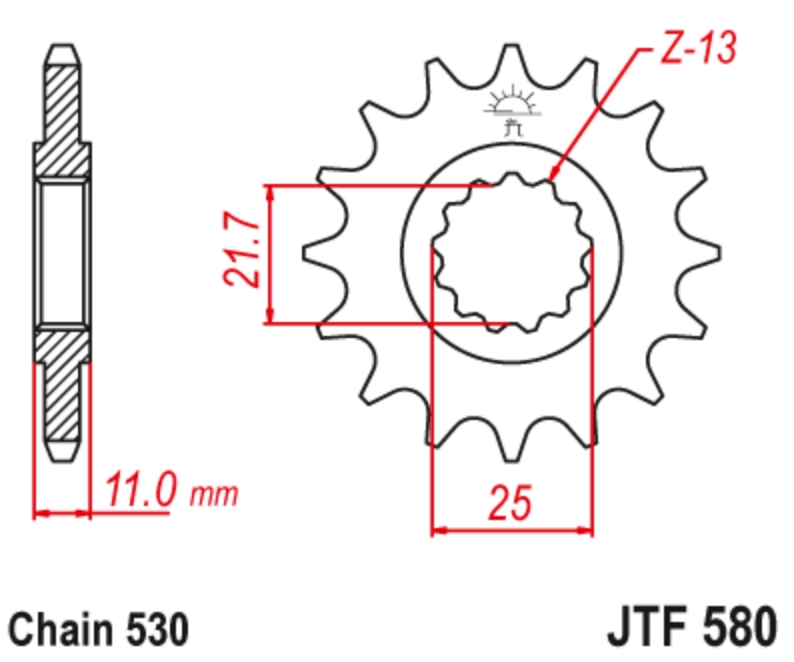 JT Звезда передняя JTF580.17 - Звезды JT - цепи и звезды - Мотозапчасти - Интернет-магазин мотоэкипировки и мотозапчастей MотоГанза