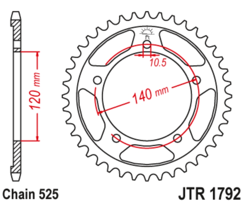 JT Звезда задняя JTR1792.42 - Звезды JT - цепи и звезды - Мотозапчасти - Интернет-магазин мотоэкипировки и мотозапчастей MотоГанза