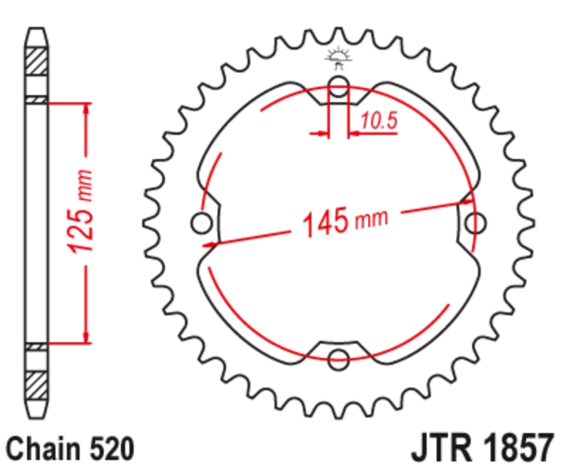 JT Звезда задняя JTR1857.38 - Звезды JT - цепи и звезды - Мотозапчасти - Интернет-магазин мотоэкипировки и мотозапчастей MотоГанза