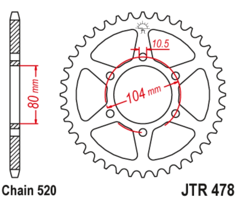 JT Звезда задняя JTR478.46 - Звезды JT - цепи и звезды - Мотозапчасти - Интернет-магазин мотоэкипировки и мотозапчастей MотоГанза