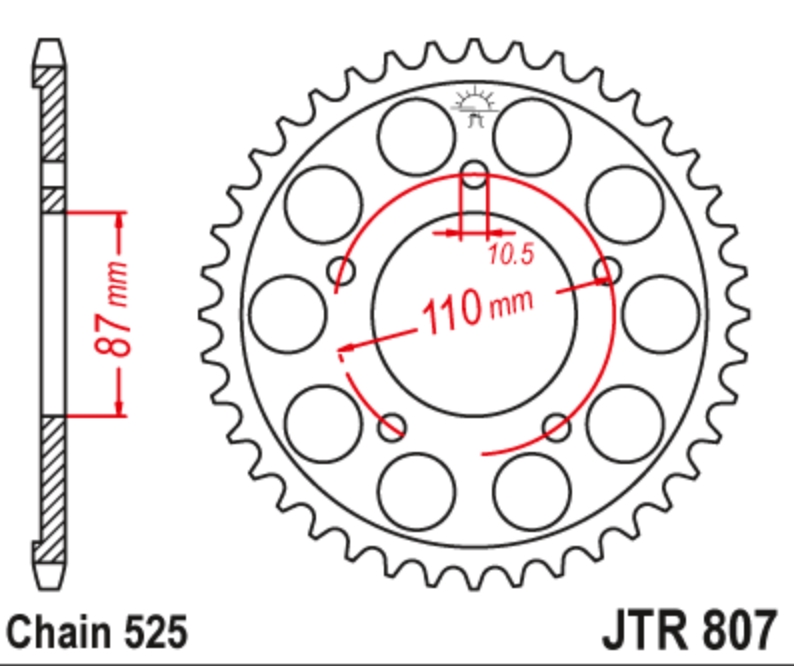 JT Звезда задняя JTR807.45 - Звезды JT - цепи и звезды - Мотозапчасти - Интернет-магазин мотоэкипировки и мотозапчастей MотоГанза