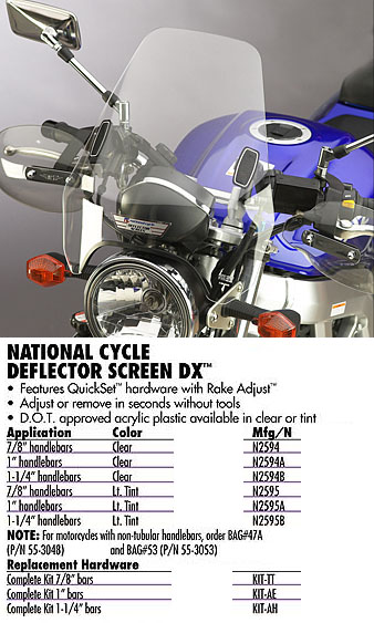 Лобовое стекло легко тонированное DEFLECTOR SCREEN DX N2595A - NATIONAL CYCLE - Аксессуары - Интернет-магазин мотоэкипировки и мотозапчастей MотоГанза
