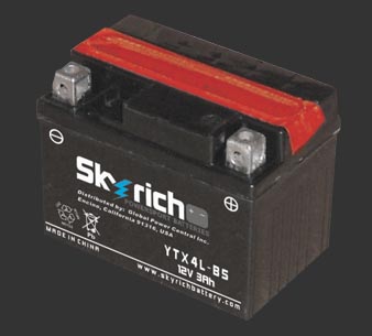 Аккумулятор SKYRICH YTX4L-BS - Аккумуляторы SKYRICH - аккумуляторы - Мотозапчасти - Интернет-магазин мотоэкипировки и мотозапчастей MотоГанза