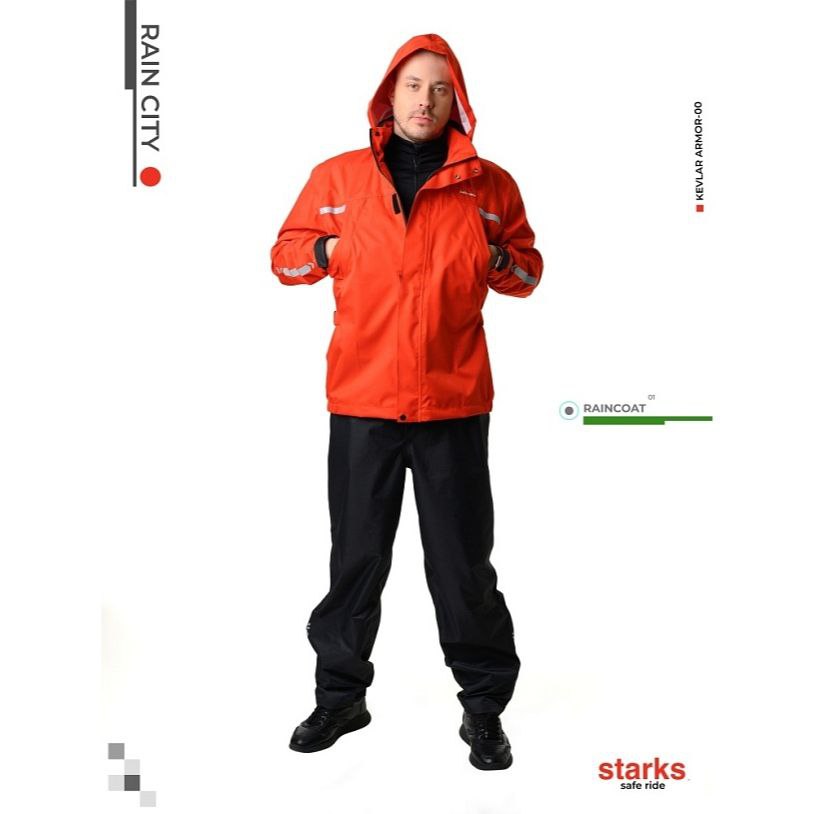 STARKS Дождевик Rain City оранжево-черный - прочее - Мотоэкипировка - Интернет-магазин мотоэкипировки и мотозапчастей MотоГанза