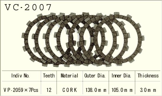 Диск сцепления VESRAH VC 2007 - Диски сцепления VESRAH - сцепление - Мотозапчасти - Интернет-магазин мотоэкипировки и мотозапчастей MотоГанза