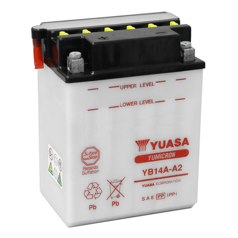 Аккумулятор YUASA YB14A-A2 - Аккумуляторы YUASA - аккумуляторы - Мотозапчасти - Интернет-магазин мотоэкипировки и мотозапчастей MотоГанза