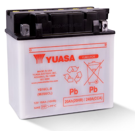 Аккумулятор YUASA YB16CL-B - Аккумуляторы YUASA - аккумуляторы - Мотозапчасти - Интернет-магазин мотоэкипировки и мотозапчастей MотоГанза