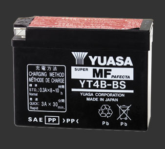 Аккумулятор YUASA YT4B-BS(YT4B-5) - Аккумуляторы YUASA - аккумуляторы - Мотозапчасти - Интернет-магазин мотоэкипировки и мотозапчастей MотоГанза