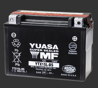 Аккумулятор YUASA YTX15L-BS - Аккумуляторы YUASA - аккумуляторы - Мотозапчасти - Интернет-магазин мотоэкипировки и мотозапчастей MотоГанза
